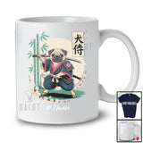 Personalized Custom Name Japanese Samurai Pug; Adorable Kawaii Japan Pug Martial Arts T-Shirt