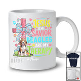 Personalized Custom Name Jesus Is My Savior Beagles Are My Therapy; Happy Easter Cross Eggs T-Shirt