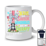 Personalized Custom Name Jesus Is My Savior Bernedoodles Are My Therapy; Happy Easter Cross Eggs T-Shirt