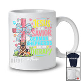 Personalized Custom Name Jesus Is My Savior German Shepherds Are My Therapy; Happy Easter Cross Eggs T-Shirt