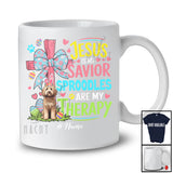 Personalized Custom Name Jesus Is My Savior Sproodles Are My Therapy; Happy Easter Cross Eggs T-Shirt