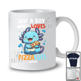 Personalized Custom Name Just A Boy Who Loves Pizzalotl Axolotl; Lovely Axolotl Eating Pizza T-Shirt