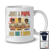 Personalized Custom Name Just A Papa And His 2 Boys, Cool Father's Day Vintage Retro, Family T-Shirt