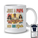 Personalized Custom Name Just A Papa And His 2 Girls, Cool Father's Day Vintage Retro, Family T-Shirt