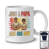 Personalized Custom Name Just A Papa And His Boy, Cool Father's Day Vintage Retro, Family T-Shirt