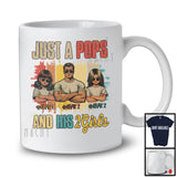 Personalized Custom Name Just A Pops And His 2 Girls, Cool Father's Day Vintage Retro, Family T-Shirt