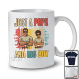 Personalized Custom Name Just A Pops And His Boy, Cool Father's Day Vintage Retro, Family T-Shirt