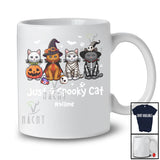Personalized Custom Name Just A Spooky Cat; Horror Halloween Witch Skeleton Cat Paws T-Shirt