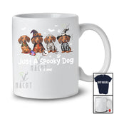 Personalized Custom Name Just A Spooky Dog; Horror Halloween Witch Skeleton Dachshund Paws T-Shirt