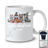 Personalized Custom Name Just A Spooky Wolf; Horror Halloween Witch Skeleton Wolf Animal T-Shirt