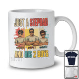 Personalized Custom Name Just A Stepdad And His 2 Boys, Cool Father's Day Vintage Retro, Family T-Shirt