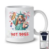 Personalized Custom Name Just Here For The Hot Dogs; Proud Basset Hound Liberty Patriotic T-Shirt