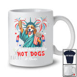 Personalized Custom Name Just Here For The Hot Dogs; Proud Beagle Liberty Patriotic T-Shirt