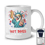 Personalized Custom Name Just Here For The Hot Dogs; Proud Chihuahua Liberty Patriotic T-Shirt