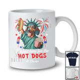 Personalized Custom Name Just Here For The Hot Dogs; Proud Dachshund Liberty Patriotic T-Shirt