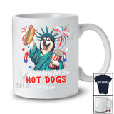 Personalized Custom Name Just Here For The Hot Dogs; Proud Husky Liberty Patriotic T-Shirt