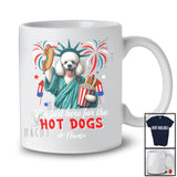 Personalized Custom Name Just Here For The Hot Dogs; Proud Poodle Liberty Patriotic T-Shirt