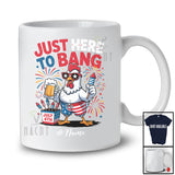 Personalized Custom Name Just Here to Bang; Joyful 4th Of July Fireworks Chicken Drinking; Patriotic T-Shirt
