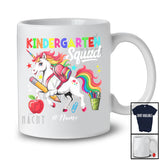 Personalized Custom Name Kindergarten Squad; Lovely First Day Of School Student Teacher Unicorn T-Shirt