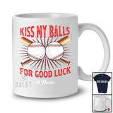 Personalized Custom Name Kiss My Balls For Good Luck; Amusing Baseball Player Sport Team T-Shirt
