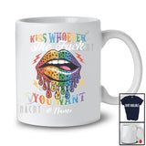 Personalized Custom Name Kiss Whoever The Fuck You Want; Lovely LGBTQ Rainbow Leopard Lips T-Shirt