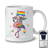 Personalized Custom Name LGBT Skeleton Riding Flamingo; Humorous LGBTQ Flag Pride Rainbow T-Shirt