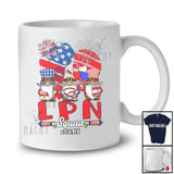 Personalized Custom Name LPN Squad; Lovely 4th of July Three Gnomes Stethoscope Heart; Nurse T-Shirt