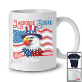 Personalized Custom Name Lacrosse Squad; Joyful 4th Of July Eagle Lacrosse Player; Patriotic T-Shirt