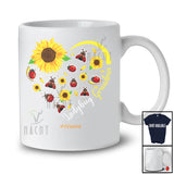 Personalized Custom Name Ladybug Grandma; Floral Mother's Day Sunflowers Heart Shape T-Shirt