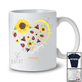 Personalized Custom Name Ladybug Granny; Floral Mother's Day Sunflowers Heart Shape T-Shirt