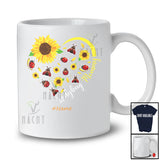 Personalized Custom Name Ladybug Mommy; Floral Mother's Day Sunflowers Heart Shape T-Shirt
