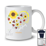 Personalized Custom Name Ladybug Nana; Floral Mother's Day Sunflowers Heart Shape T-Shirt