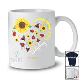 Personalized Custom Name Ladybug Sister; Floral Mother's Day Sunflowers Heart Shape T-Shirt