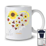 Personalized Custom Name Ladybug Stepmom; Floral Mother's Day Sunflowers Heart Shape T-Shirt