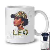 Personalized Custom Name Leo; Amusing Birthday Camouflage Black Afro Woman; Zodiac Sign T-Shirt