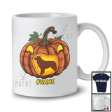 Personalized Custom Name Leonberger In Plaid Pumpkin; Creepy Halloween Animal Family T-Shirt