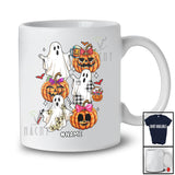 Personalized Custom Name Leopard Plaid Ghost Pumpkin Drinking Beer; Horror Halloween Drunker T-Shirt