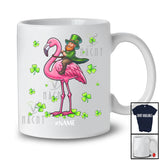 Personalized Custom Name Leprechaun Riding Flamingo; Lovely St. Patrick's Day Shamrocks; Family T-Shirt
