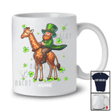 Personalized Custom Name Leprechaun Riding Giraffe; Lovely St. Patrick's Day Shamrocks; Family T-Shirt