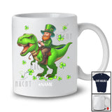 Personalized Custom Name Leprechaun Riding T-Rex; Lovely St. Patrick's Day Shamrocks; Family T-Shirt