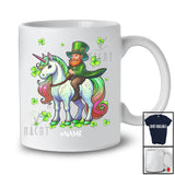 Personalized Custom Name Leprechaun Riding Unicorn; Lovely St. Patrick's Day Shamrocks; Family T-Shirt