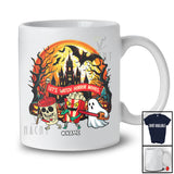 Personalized Custom Name Let's Watch Horror Movies; Scary Halloween Moon Skeleton Boo Ghost T-Shirt