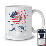 Personalized Custom Name Librarian; Lovely 4th Of July US Flag Sunflower; Librarian Patriotic T-Shirt