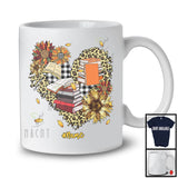 Personalized Custom Name Librarian, Lovely Leopard Heart Shape Sunflowers, Librarian Group T-Shirt