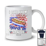 Personalized Custom Name Like Them Big Hard To Handle; Proud 4th of July Hot Dog Sausage US Flag T-Shirt