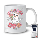 Personalized Custom Name Little Miss Boo; Joyful Halloween Beautiful Ghost Flowers; Family T-Shirt