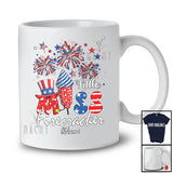 Personalized Custom Name Little Miss Firecracker; Cheerful 4th Of July Fireworks; Patriotic T-Shirt