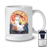 Personalized Custom Name Llama Ghost With Pumpkin Candy; Scary Halloween Moon Llama T-Shirt