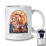 Personalized Custom Name Llama Zombie With Pumpkin Candy; Scary Halloween Moon Llama T-Shirt