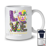 Personalized Custom Name Love Assistant Teacher Squad; Lovely Mardi Gras Mask Gnome Leopard T-Shirt